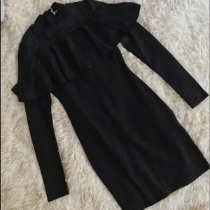 High neck sparkle frill Bodycon dress